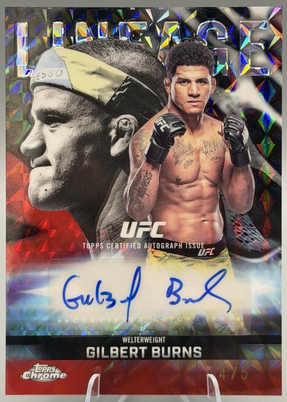 Gilbert Burns 2026 Topps Chrome UFC Chrome Lineage Autographs #CCA-GB Orange Refractor