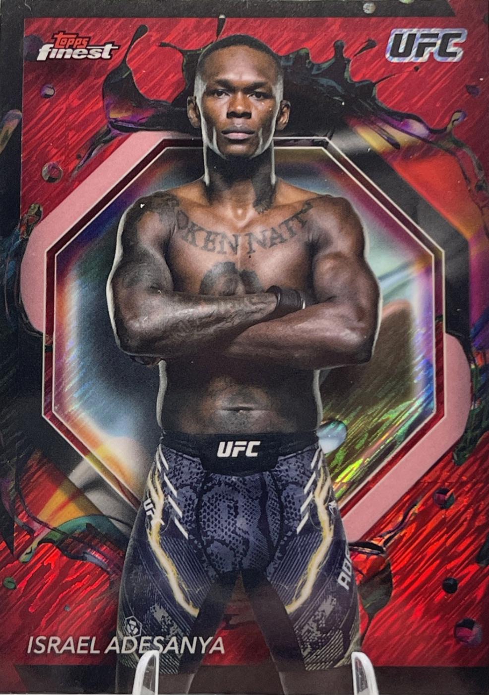 Israel Adesanya 2024 Topps Finest UFC Base Rare #206 Red Shimmer Refractor