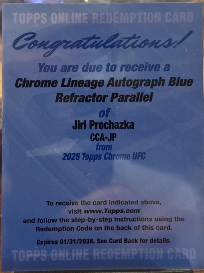 Jiri Prochazka 2026 Topps Chrome UFC Chrome Lineage Autographs #CCA-JP Blue Refractor