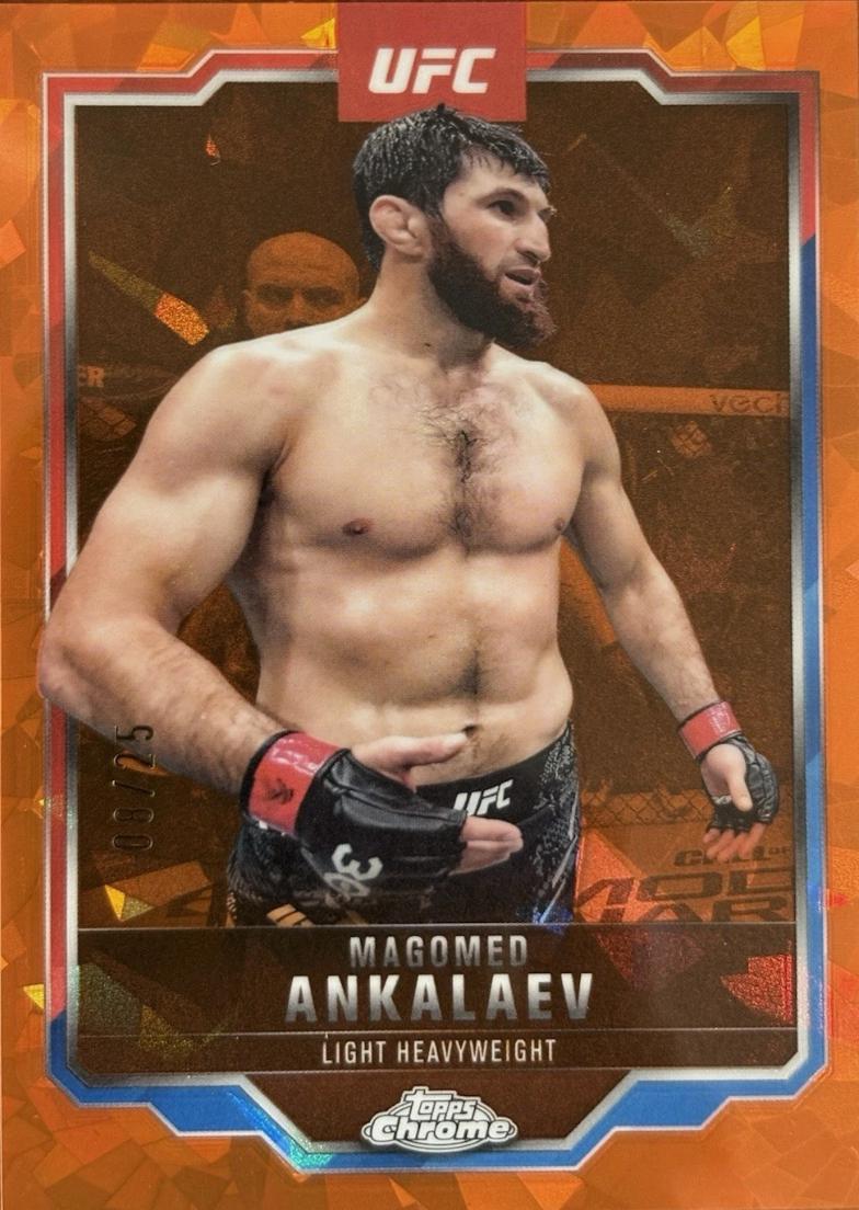 Magomed Ankalaev 2025 Topps Chrome Sapphire UFC Base Sapphire #21 Orange Sapphire