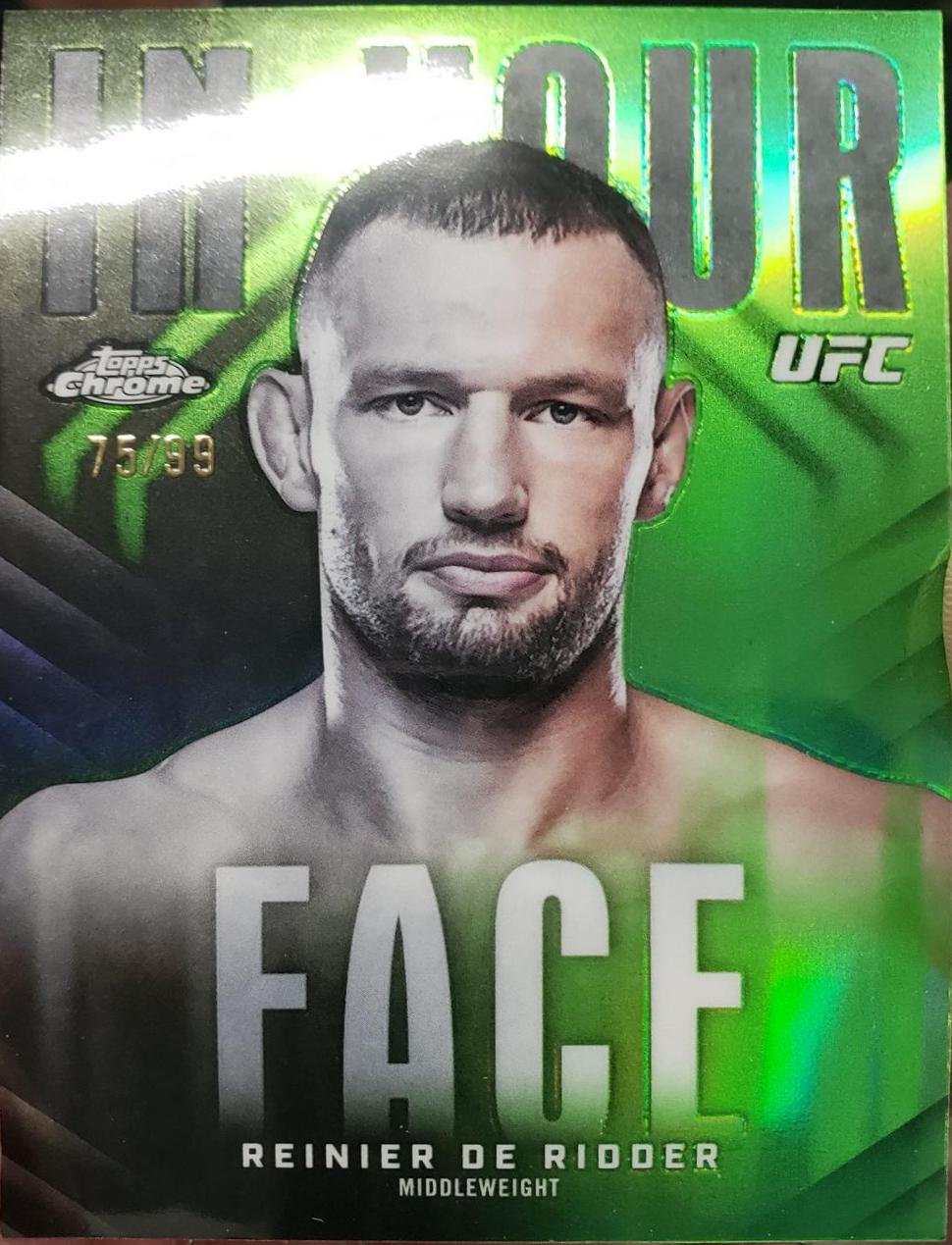Reinier de Ridder 2026 Topps Chrome UFC In Your Face #IYF-2 Green Refractor