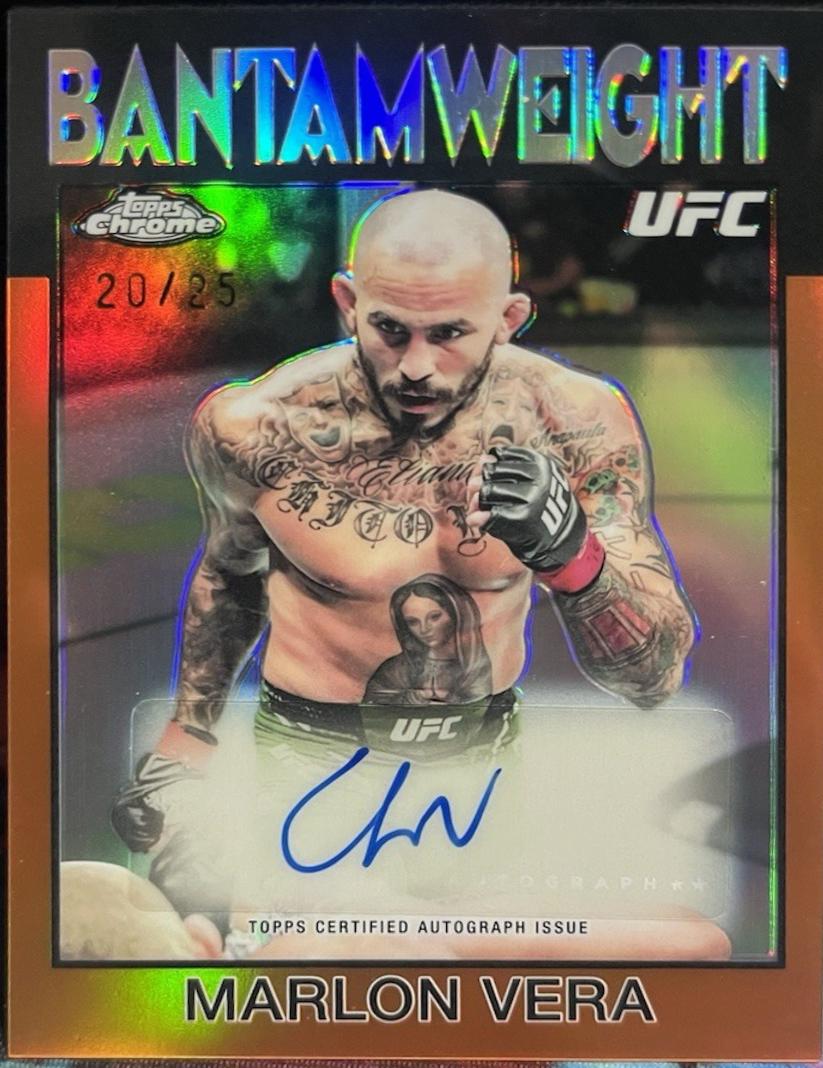 Marlon Vera 2026 Topps Chrome UFC 1986 Topps Signatures #86S-MV Orange Refractor