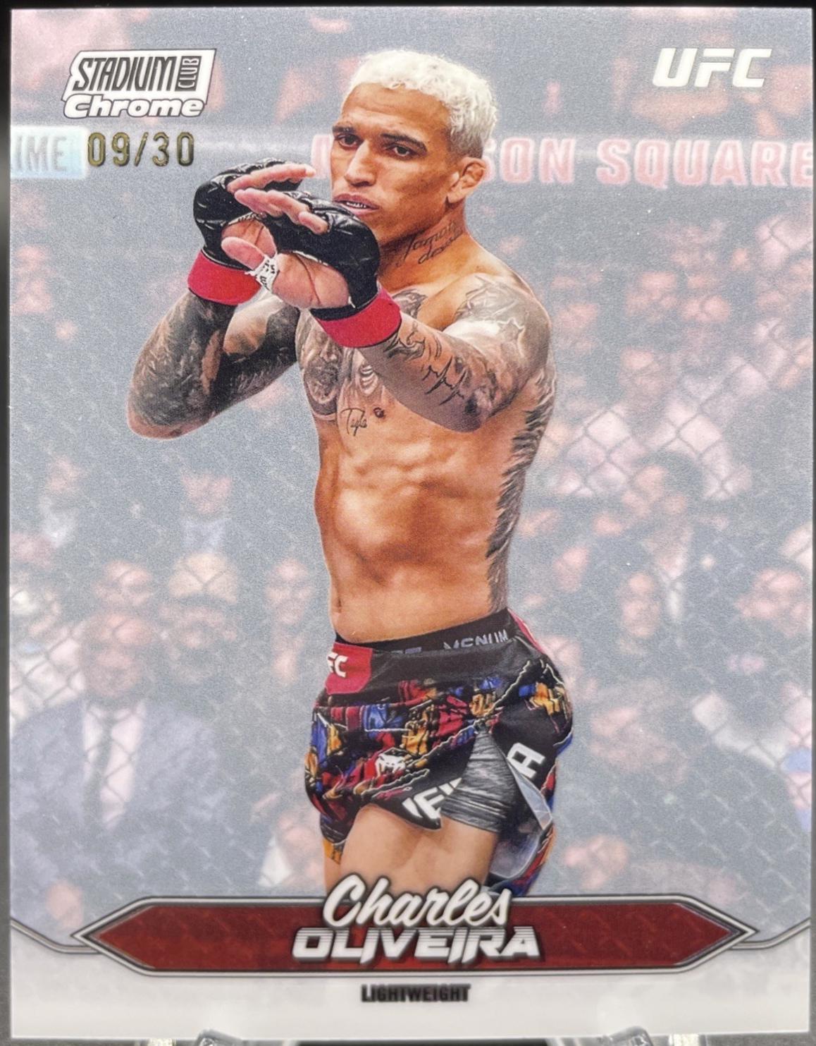 Charles Oliveira 2025 Topps Stadium Club UFC Base Chrome #C-36 Pearl White Refractor