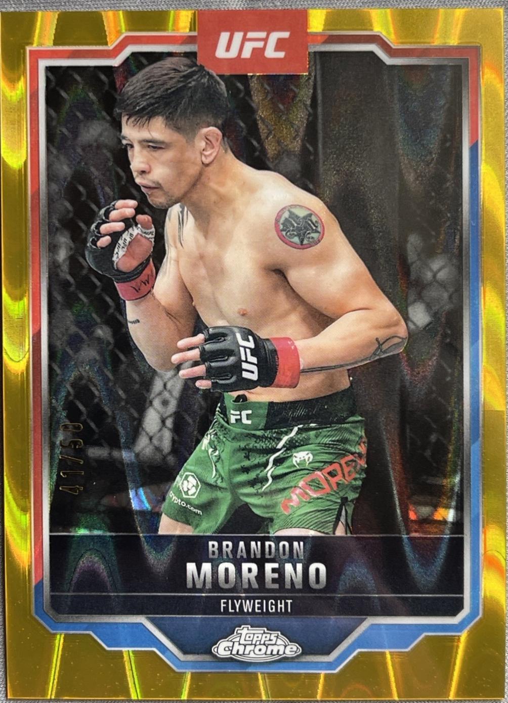 Brandon Moreno 2025 Topps Chrome UFC Base #46 Gold Refractor