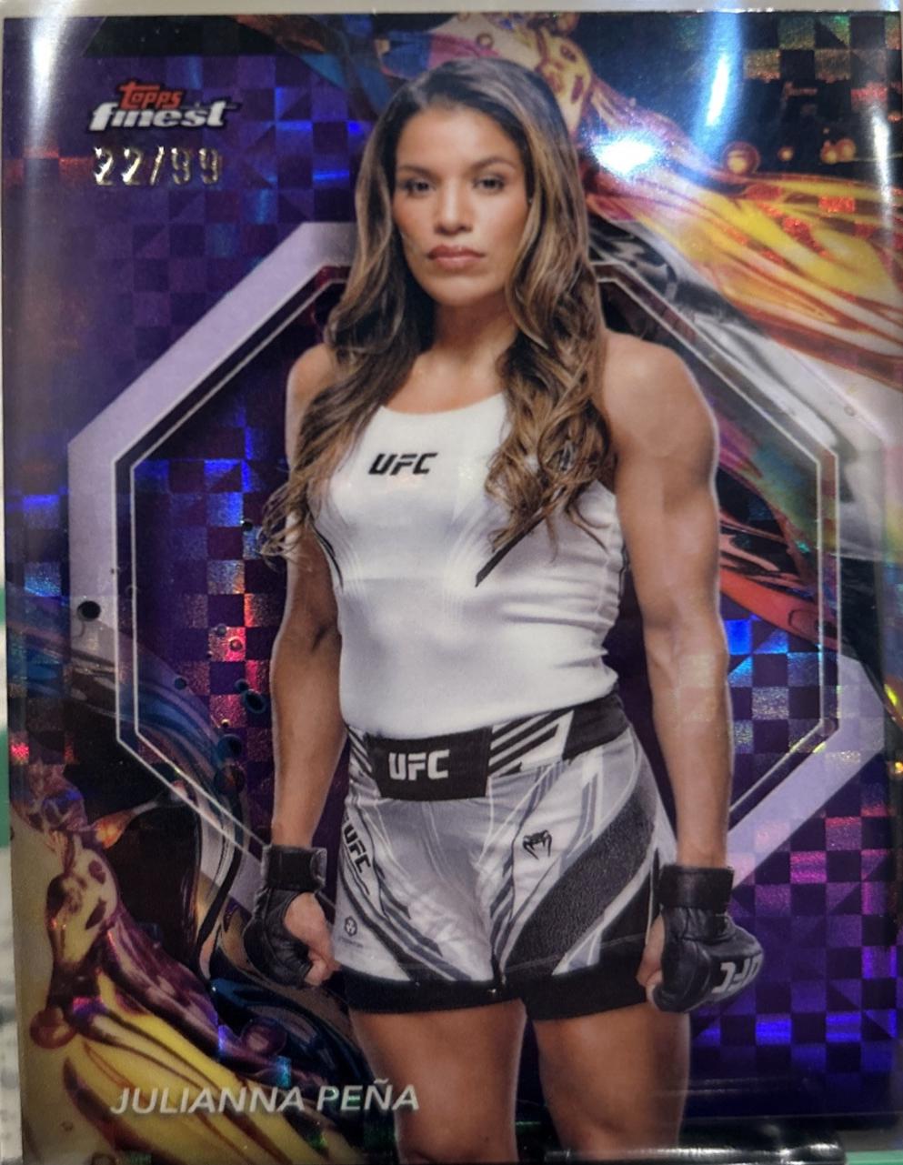Julianna Peña 2024 Topps Finest UFC Base Uncommon #173 Purple Checkerboard Refractor