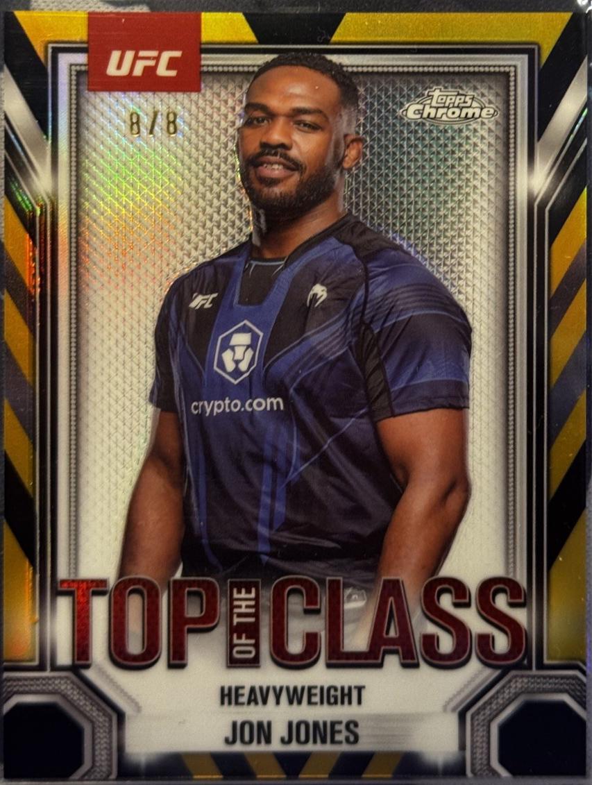 Jon Jones 2025 Topps Chrome UFC Top of the Class #TTC-20 Black & Gold Refractor