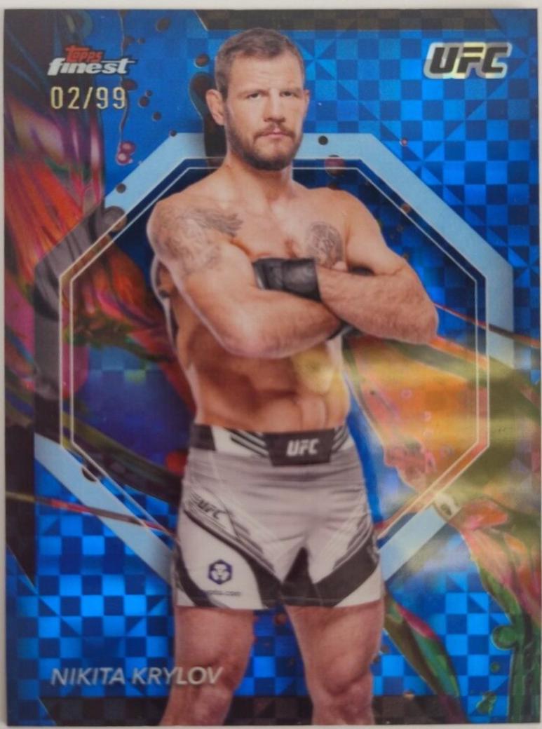 Nikita Krylov 2024 Topps Finest UFC Base Common #30 Blue Checkerboard Refractor