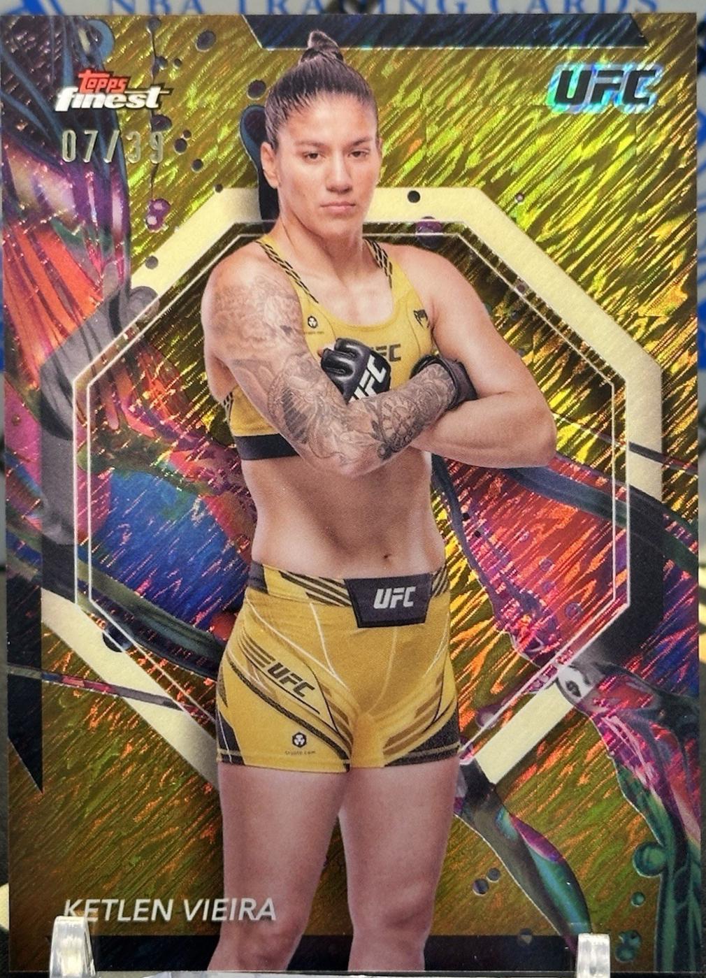 Ketlen Vieira 2024 Topps Finest UFC Base Common #15 Gold Shimmer Refractor