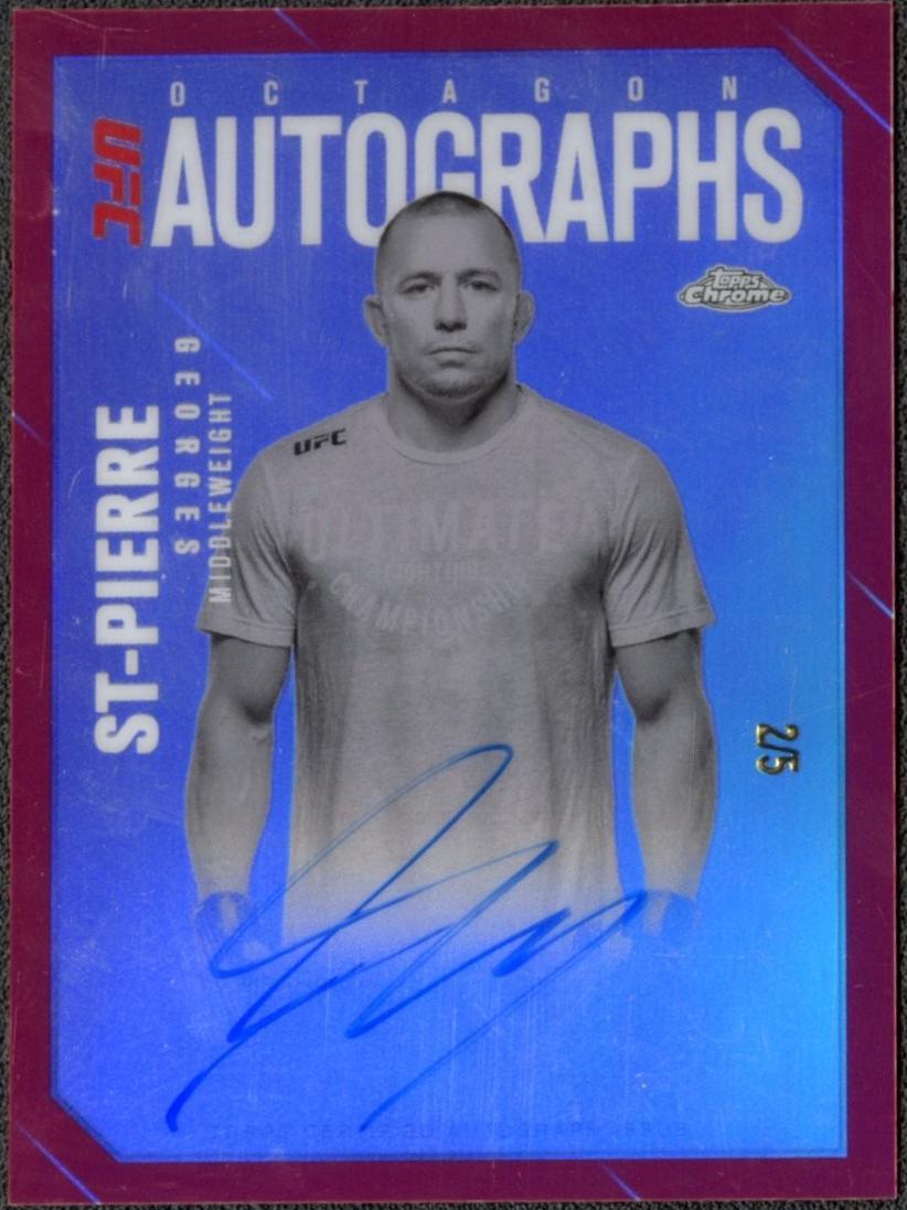 Georges St-Pierre 2025 Topps Chrome UFC Octagon Legends Autographs #OLA-GS Red Refractor