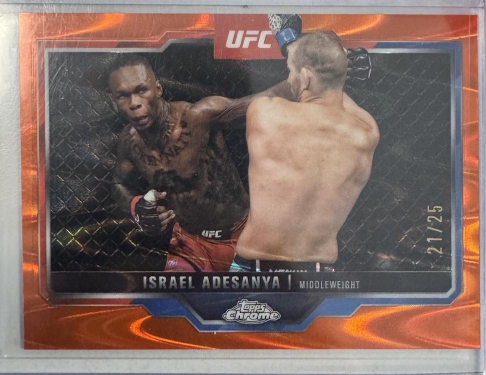 Israel Adesanya 2025 Topps Chrome UFC Base #3 Orange Refractor