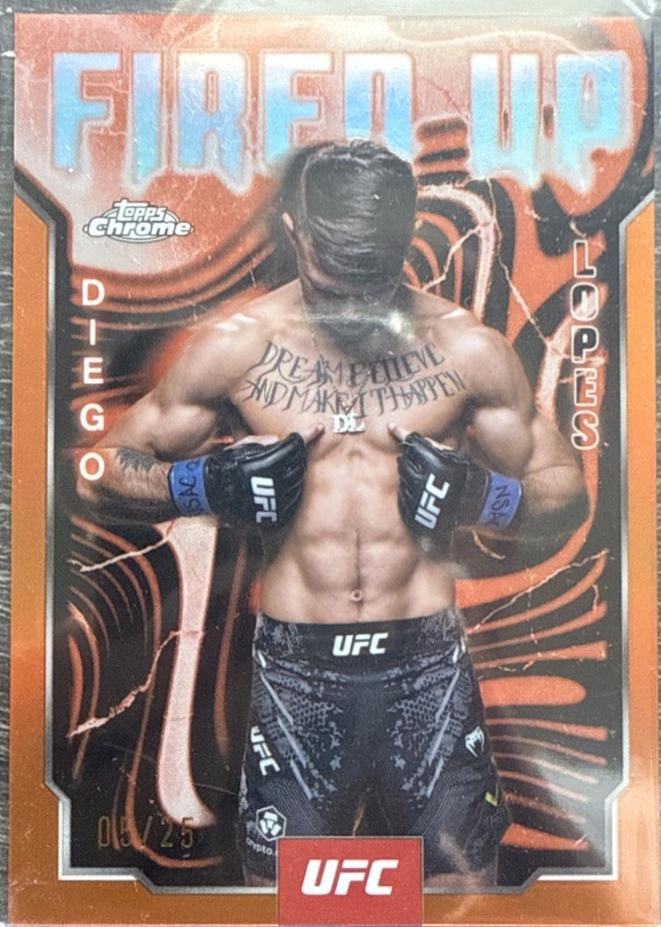 Diego Lopes 2025 Topps Chrome UFC Fired Up #FUP-8 Orange