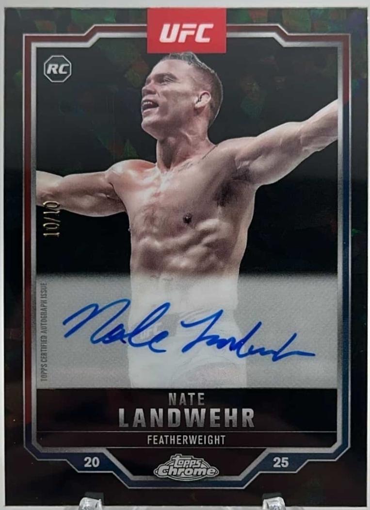 Nate Landwehr 2025 Topps Chrome UFC Chrome Rookie Autographs #CRA-NL Black Refractor