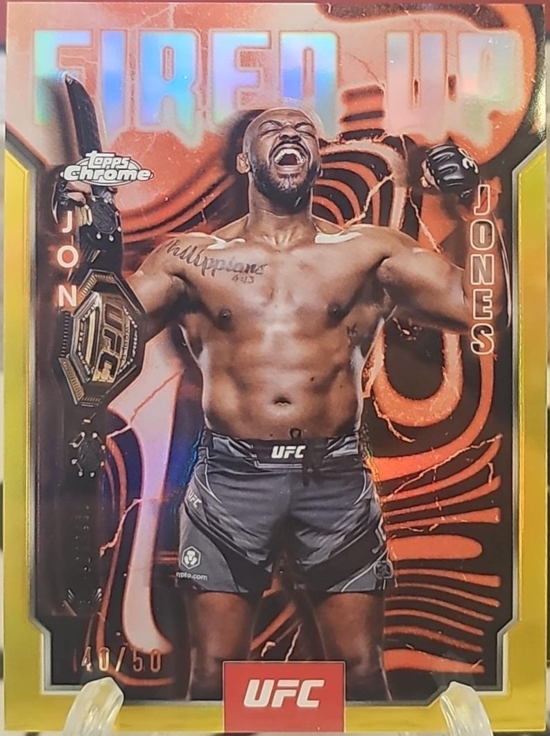 Jon Jones 2025 Topps Chrome UFC Fired Up #FUP-17 Gold Refractor