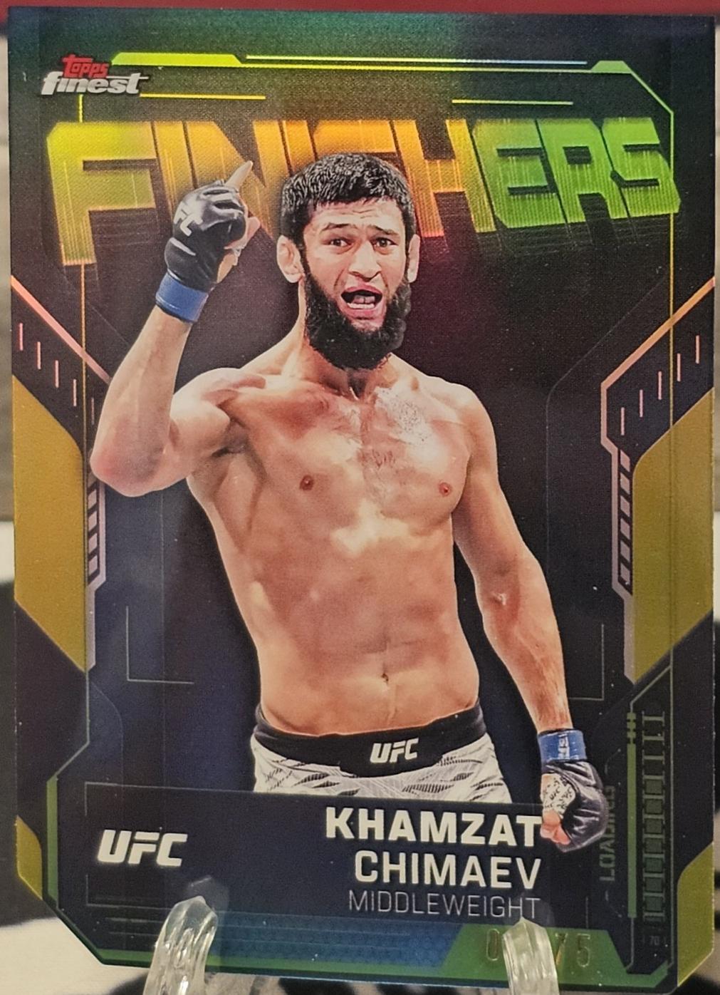 Khamzat Chimaev 2025 Topps Finest UFC Finishers #FN-4 Die-Cut Refractor