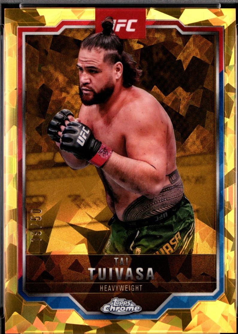 Tai Tuivasa 2025 Topps Chrome Sapphire UFC Base Sapphire #53 Gold Sapphire