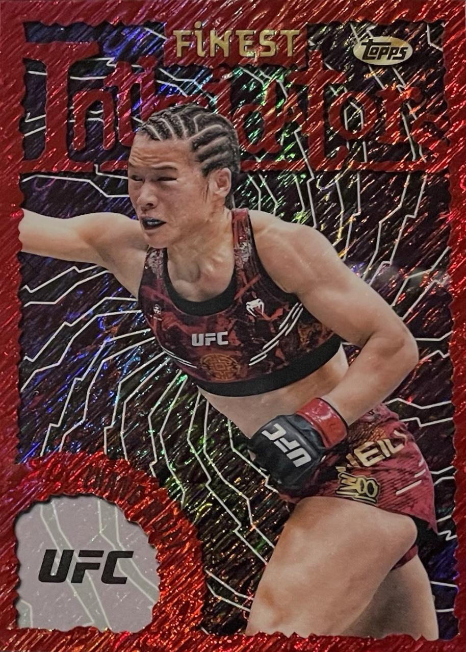 Zhang Weili 2024 Topps Finest UFC Intimidators #INT-27 Red Shimmer Refractor