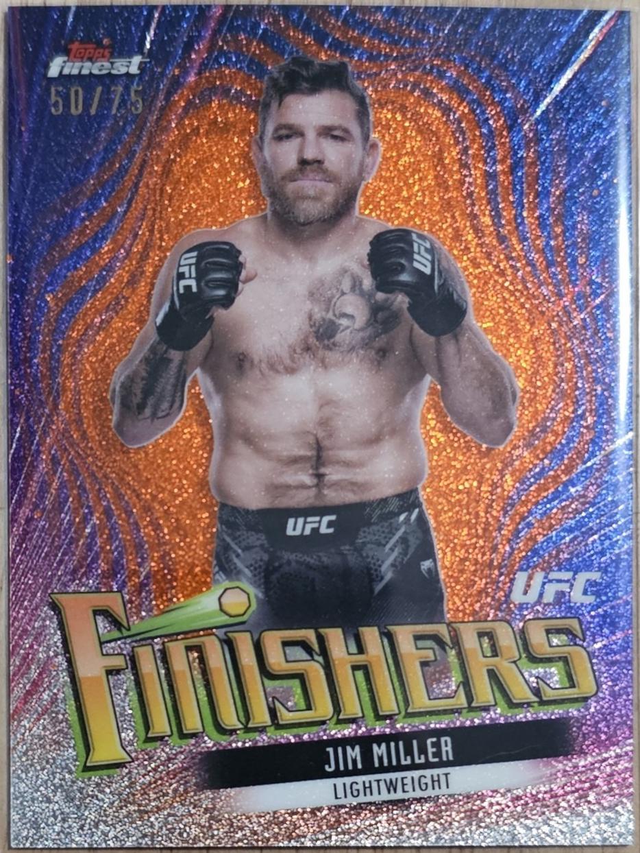 Jim Miller 2024 Topps Finest UFC Finishers #FIN-3 Tangerine Glitter Refractor