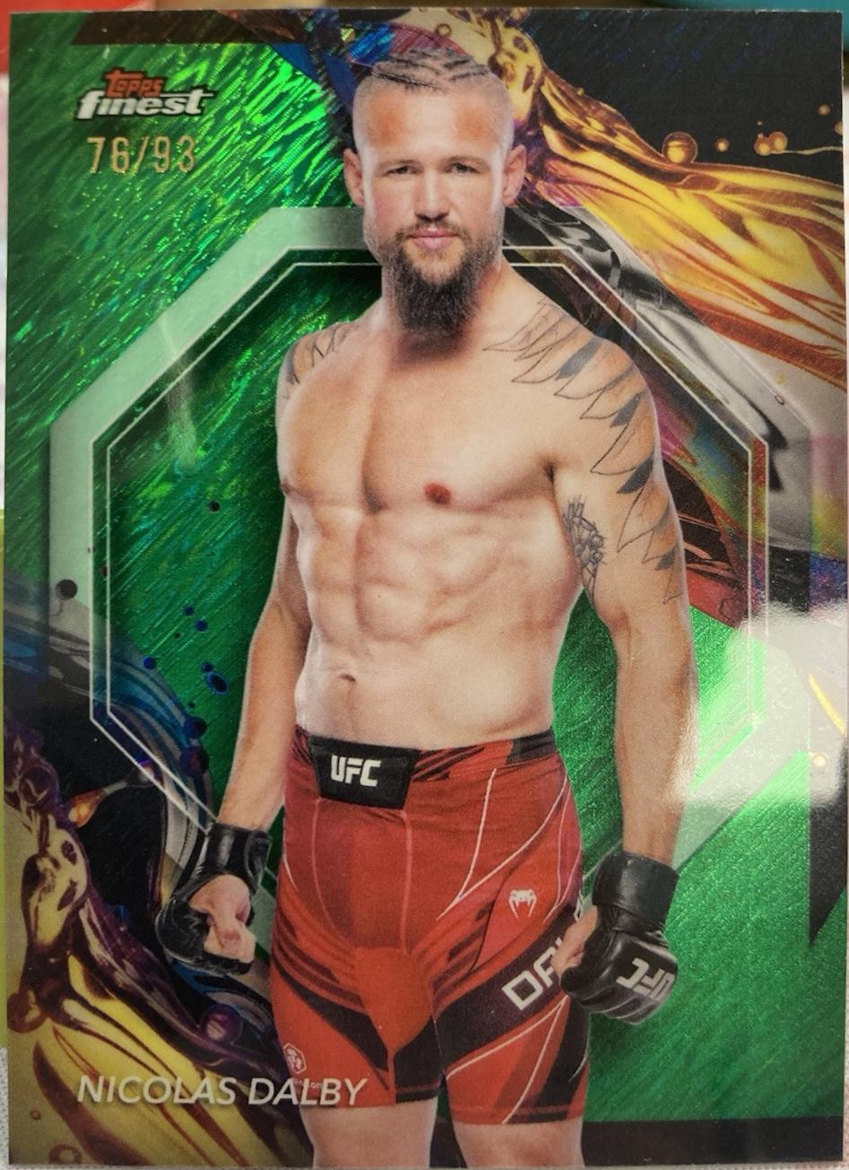 Nicolas Dalby 2024 Topps Finest UFC Base Uncommon #114 Green Shimmer Refractor