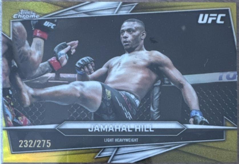 Jamahal Hill 2026 Topps Chrome UFC Base #95 Yellow Refractor