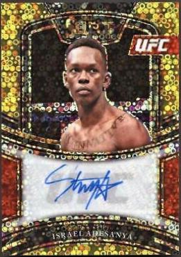 Israel Adesanya 2021 Panini Select UFC Signatures #35 Gold Disco Prizms
