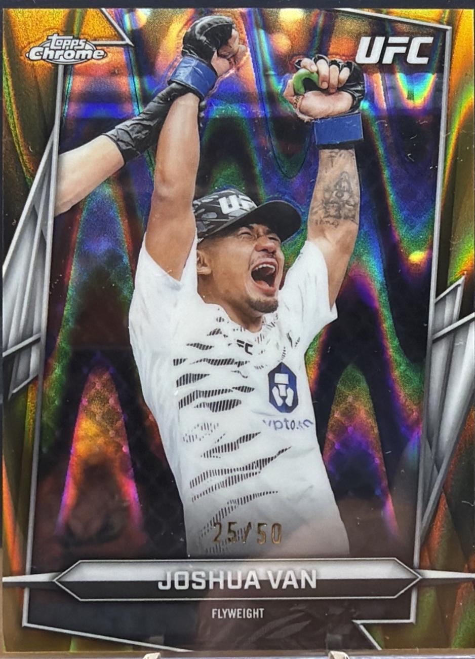 Joshua Van 2026 Topps Chrome UFC Base #15 Gold Ray Wave Refractor