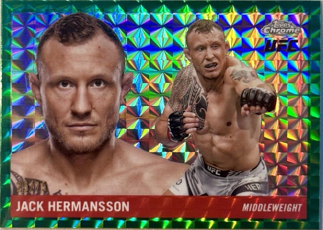 Jack Hermansson 2025 Topps Chrome UFC 1955 Topps #55T-7 Geometric Green Refractor