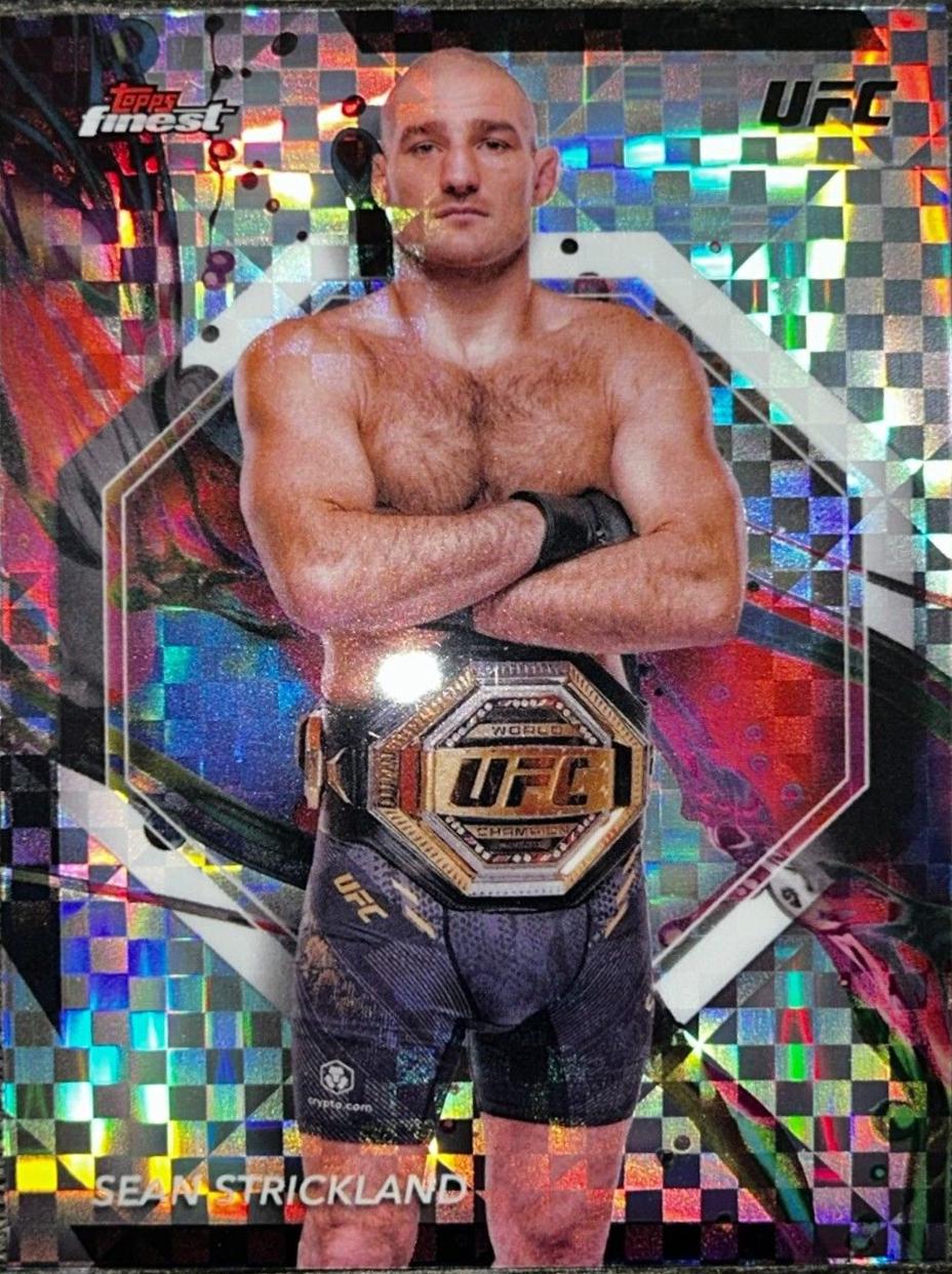 Sean Strickland 2024 Topps Finest UFC Base Common #45 Checkerboard Refractor