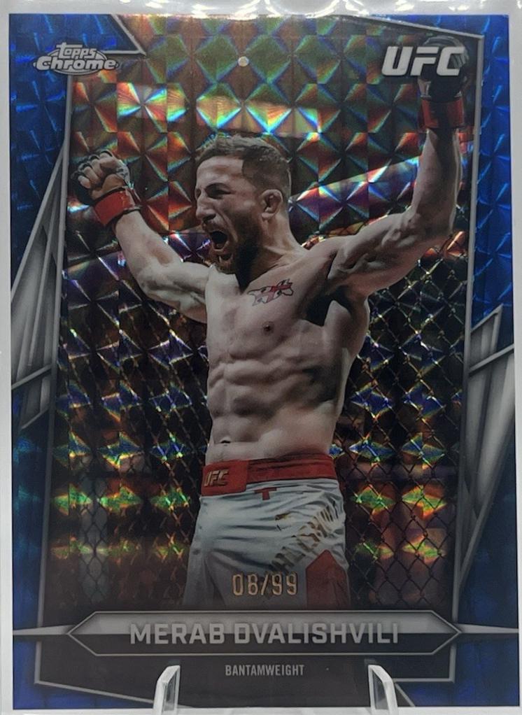 Merab Dvalishvili 2026 Topps Chrome UFC Base #50 Blue Geometric Refractor