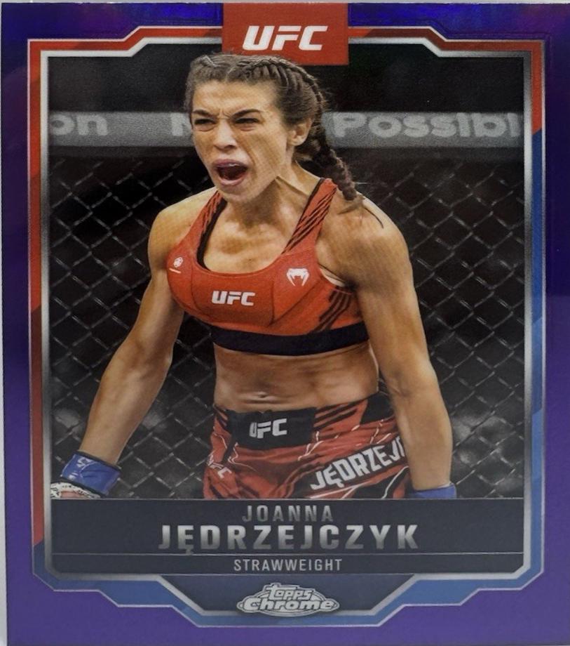 Joanna Jędrzejczyk 2025 Topps Chrome UFC Base #34 Purple Refractor
