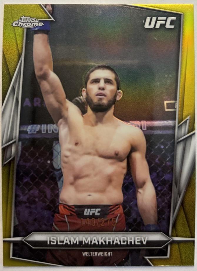 Islam Makhachev 2026 Topps Chrome UFC Base #47 Yellow Refractor