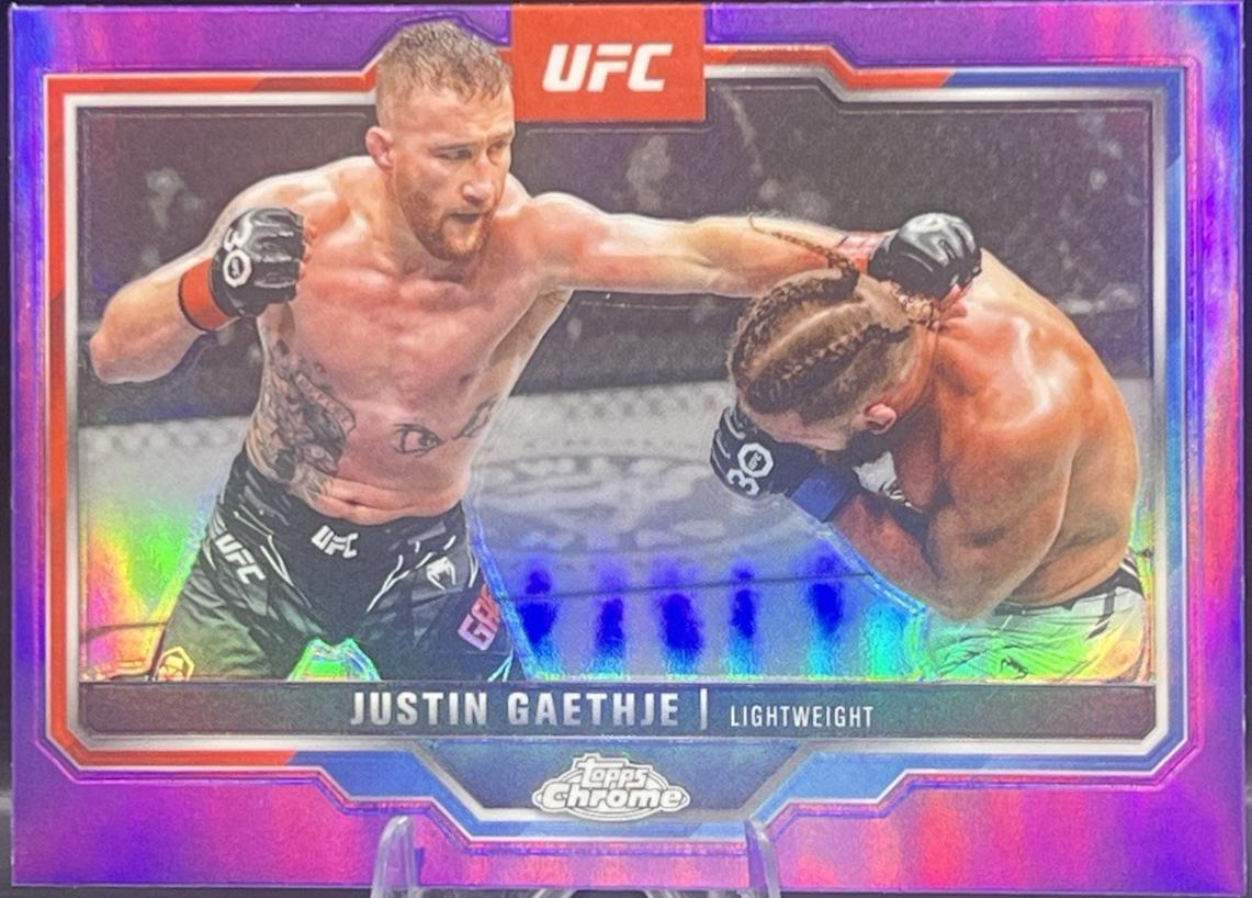 Justin Gaethje 2025 Topps Chrome UFC Base #138 Purple Refractor