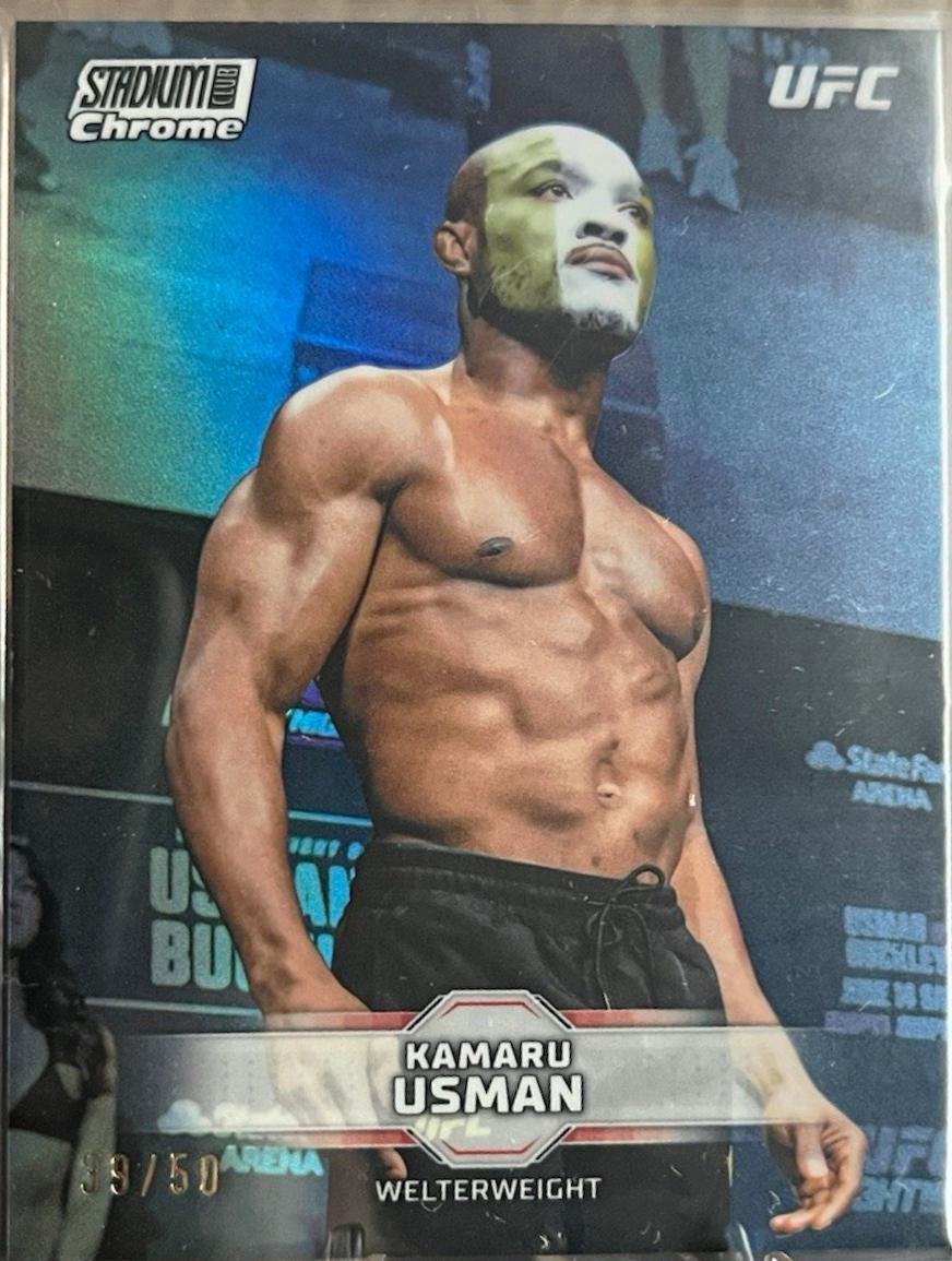 Kamaru Usman 2026 Topps Stadium Club UFC Chrome Base #CB-87 Orange Refractor