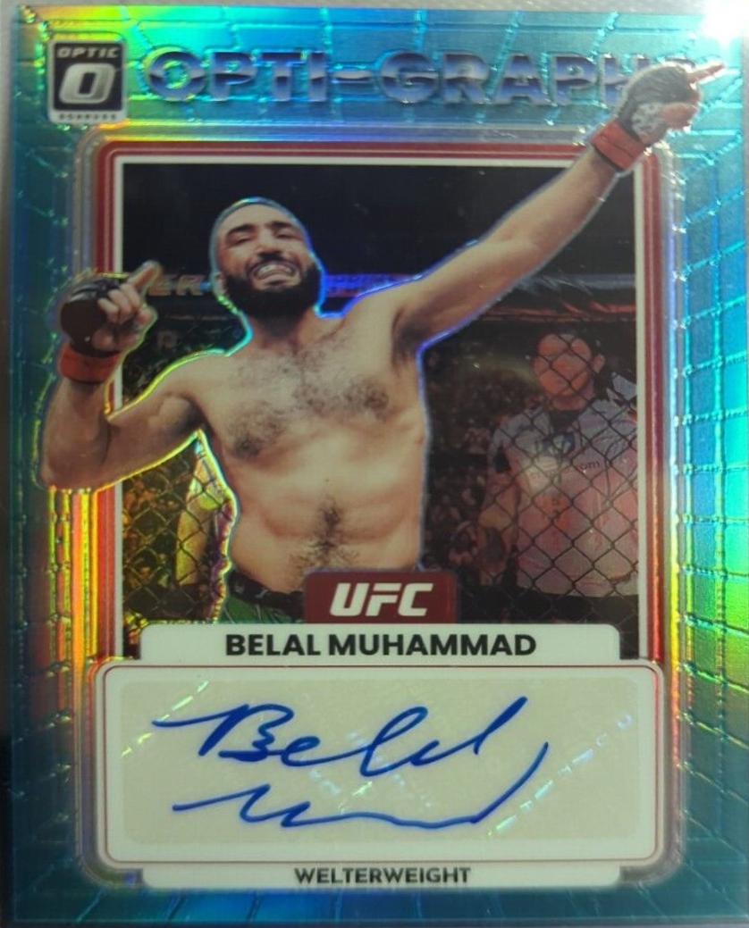 Belal Muhammad 2023 Panini Donruss Optic UFC Opti-Graphs #16 Teal Autograph