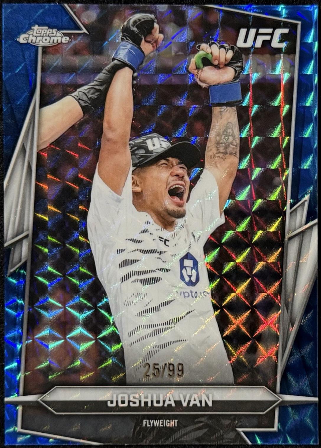 Joshua Van 2026 Topps Chrome UFC Base #15 Blue Geometric Refractor