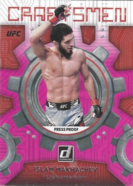 Islam Makhachev 2022 Panini Donruss UFC Craftsmen #3 Press Proof Pink