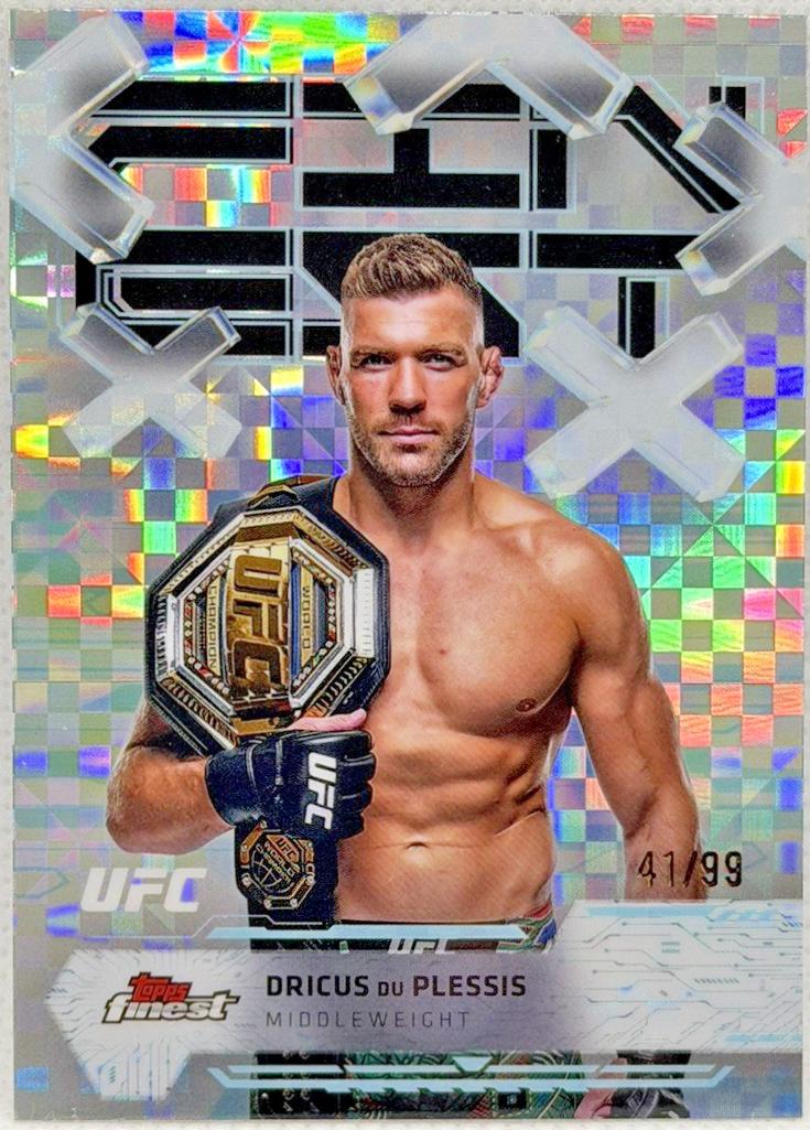 Dricus Du Plessis 2025 Topps Finest UFC Base Common #14 Blue Checkerboard Refractor