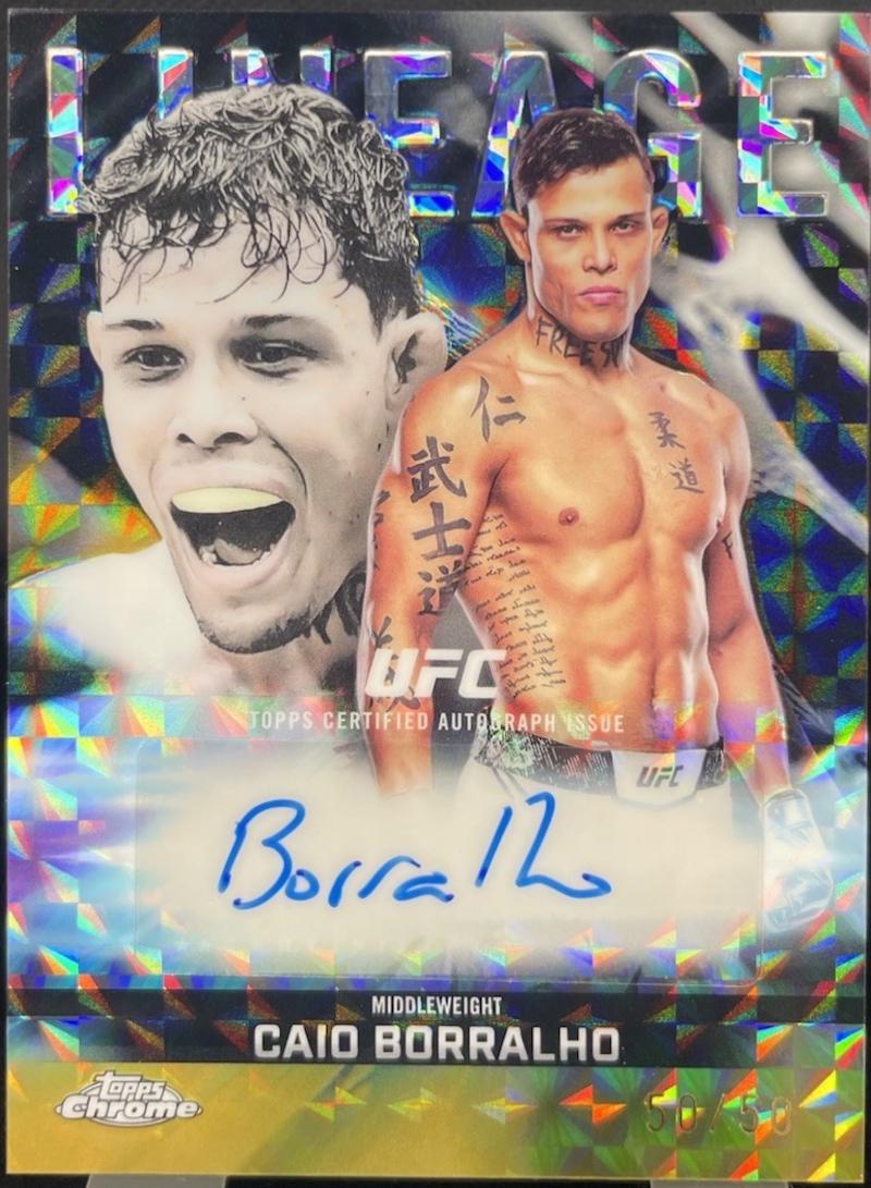 Caio Borralho 2026 Topps Chrome UFC Chrome Lineage Autographs #CCA-CB Gold Refractor