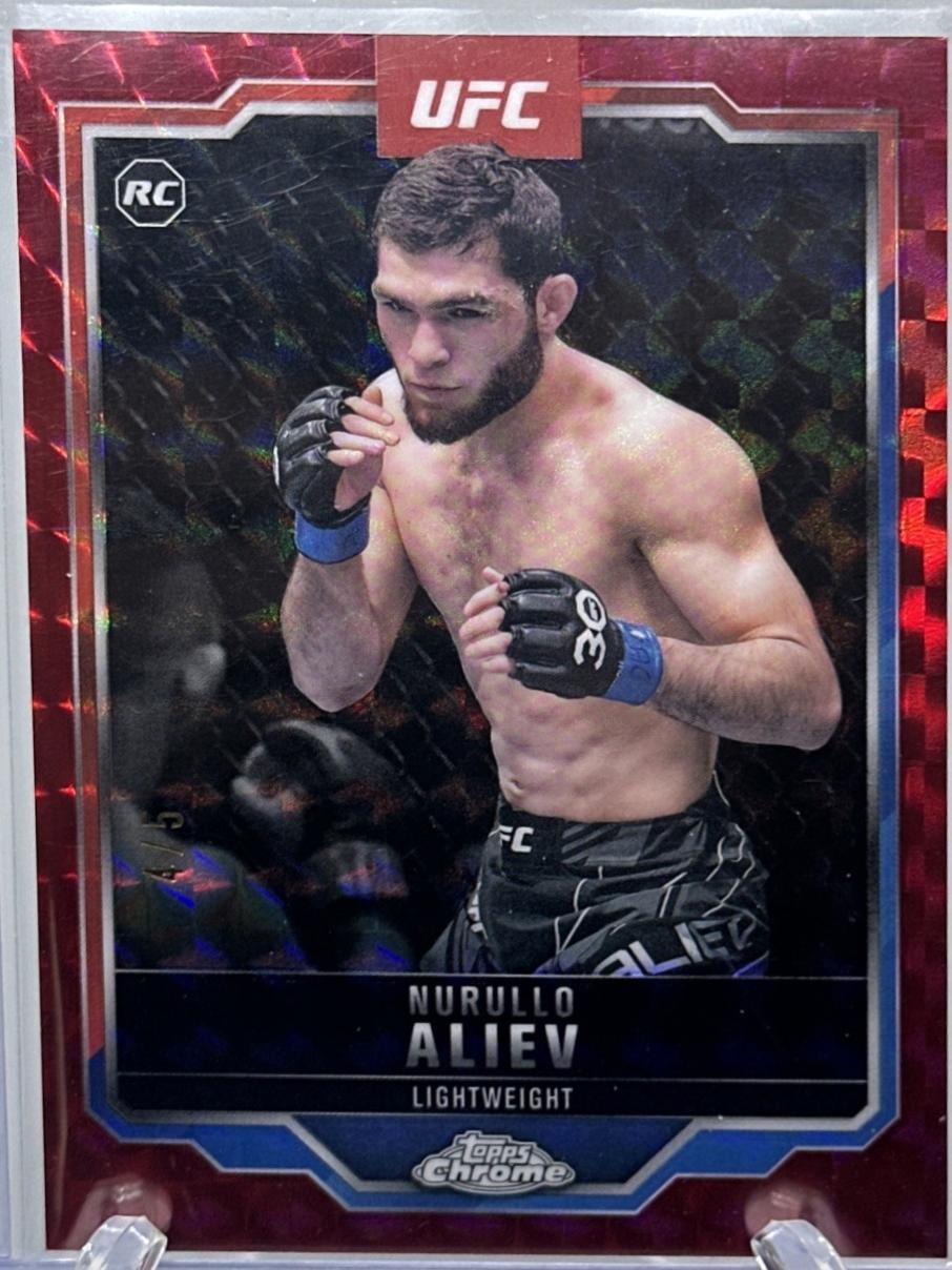 Nurullo Aliev 2025 Topps Chrome UFC Base #105 Red Geometric Refractor