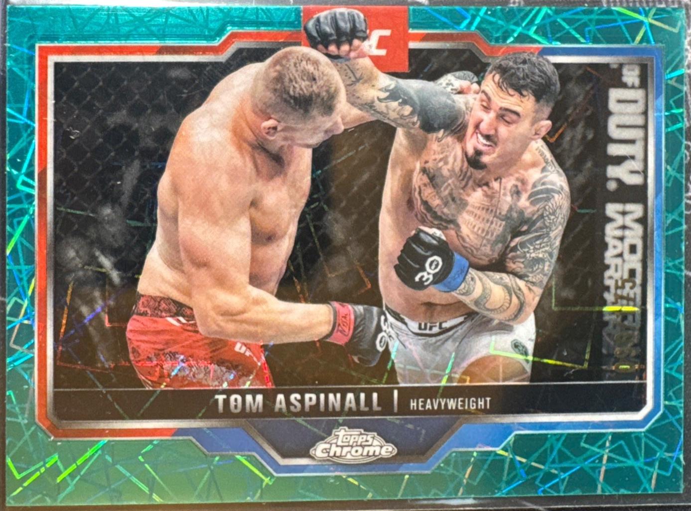 Tom Aspinall 2025 Topps Chrome UFC Base #146 Teal Lazer Refractor