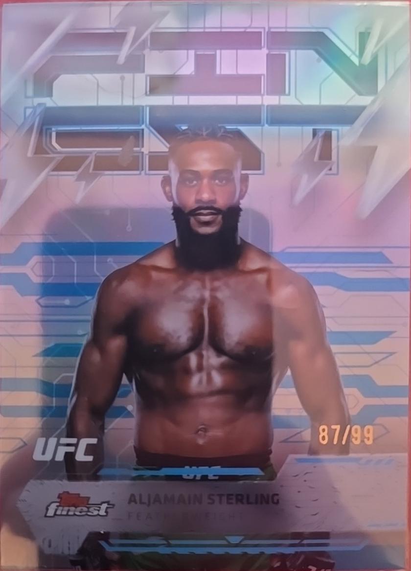 Aljamain Sterling 2025 Topps Finest UFC Base Rare #214 Blue Refractor