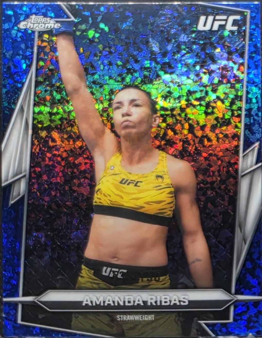Amanda Ribas 2026 Topps Chrome UFC Base #32 Blue Mini Diamonds Refractor