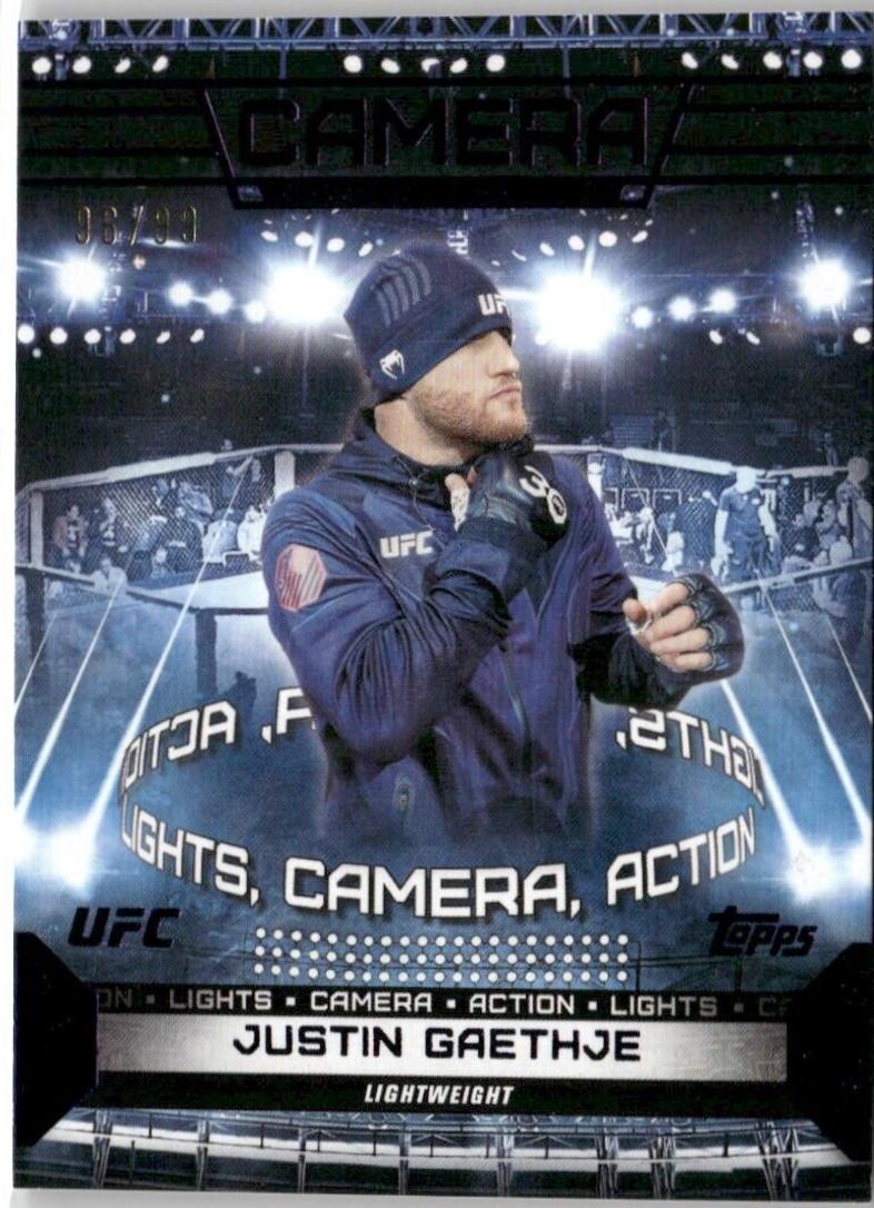 Justin Gaethje 2024 Topps Knockout UFC Camera (Lights, Camera, Action) #CAM-18 Purple