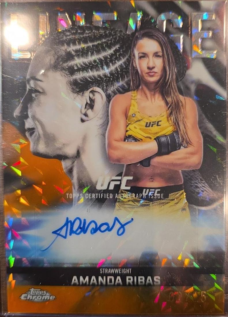 Amanda Ribas 2026 Topps Chrome UFC Chrome Lineage Autographs #CCA-AR Orange Geometric Refractor