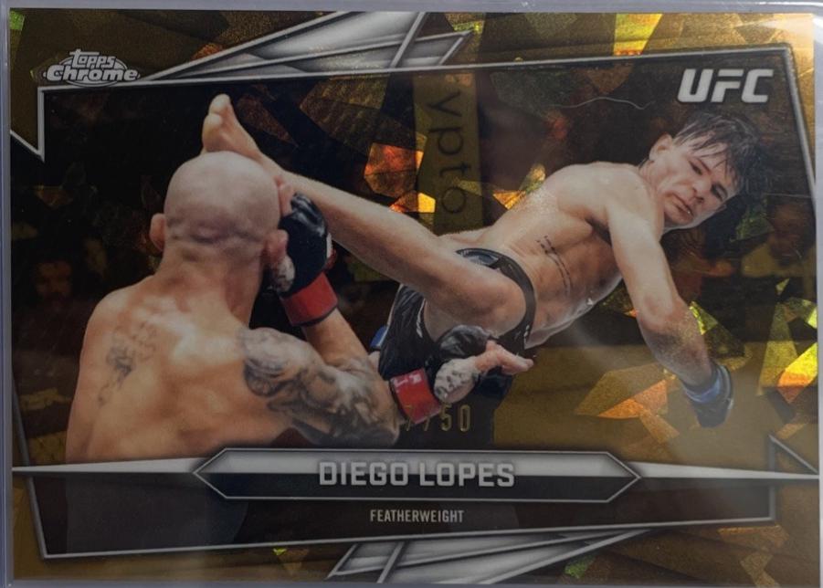 Diego Lopes 2026 Topps Chrome UFC Base #128 Gold Refractor