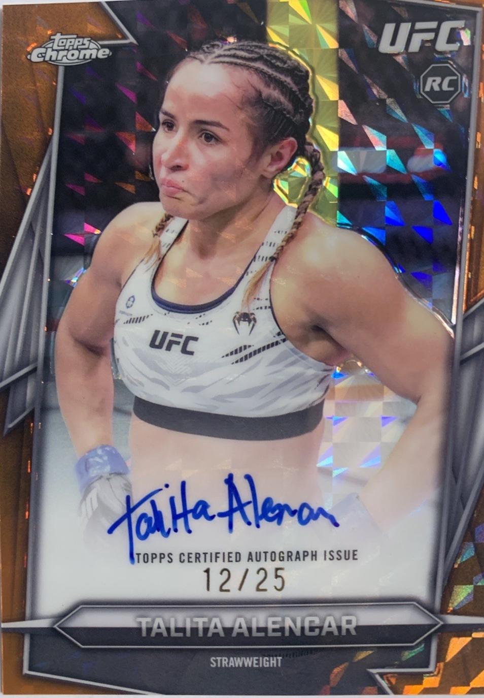Talita Alencar 2026 Topps Chrome UFC Base Autographs #BAV-TA Orange Geometric Refractor