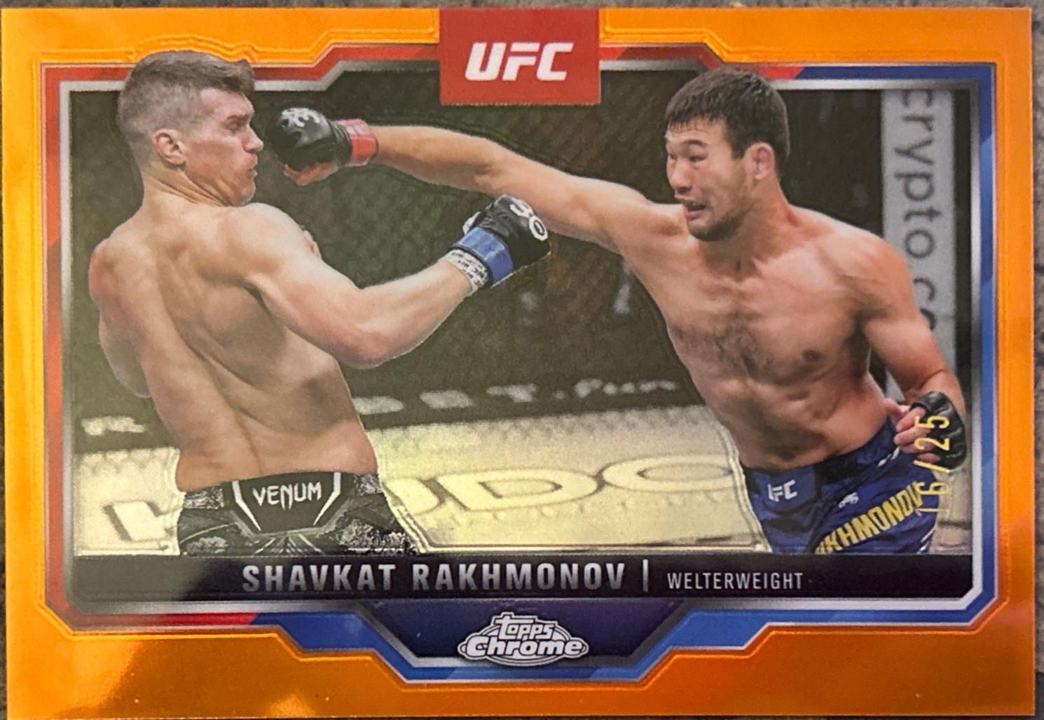 Shavkat Rakhmonov 2025 Topps Chrome Sapphire UFC Base Sapphire #125 Orange Sapphire