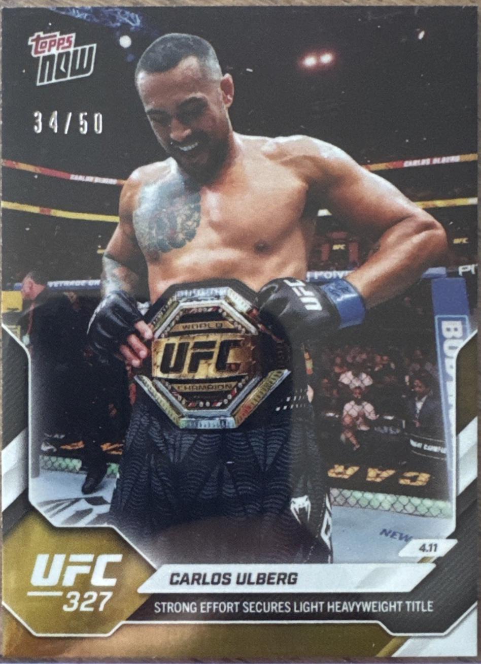 Carlos Ulberg Topps Now UFC Base #12 Gold Foil