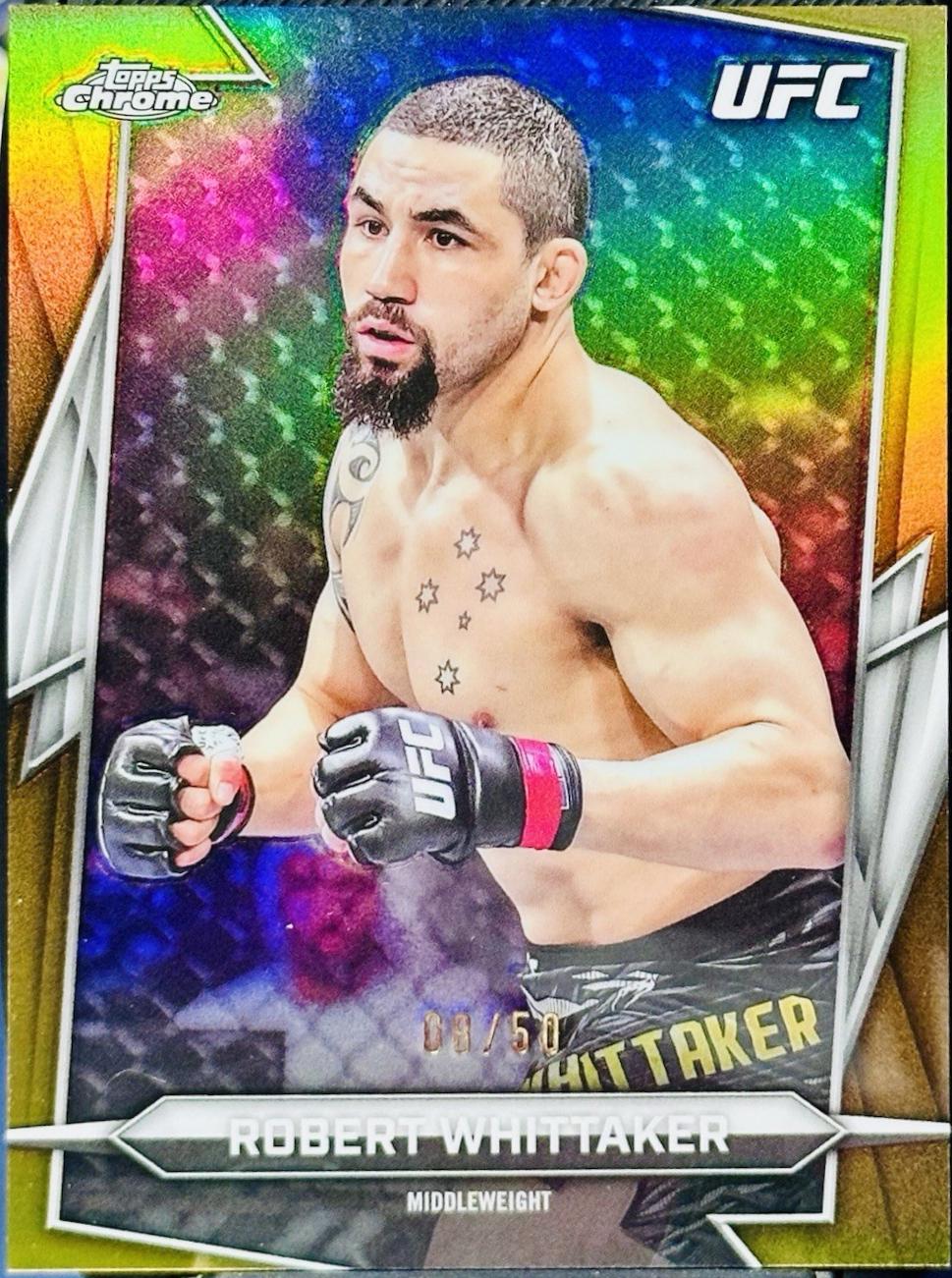 Robert Whittaker 2026 Topps Chrome UFC Base #161 Gold Refractor