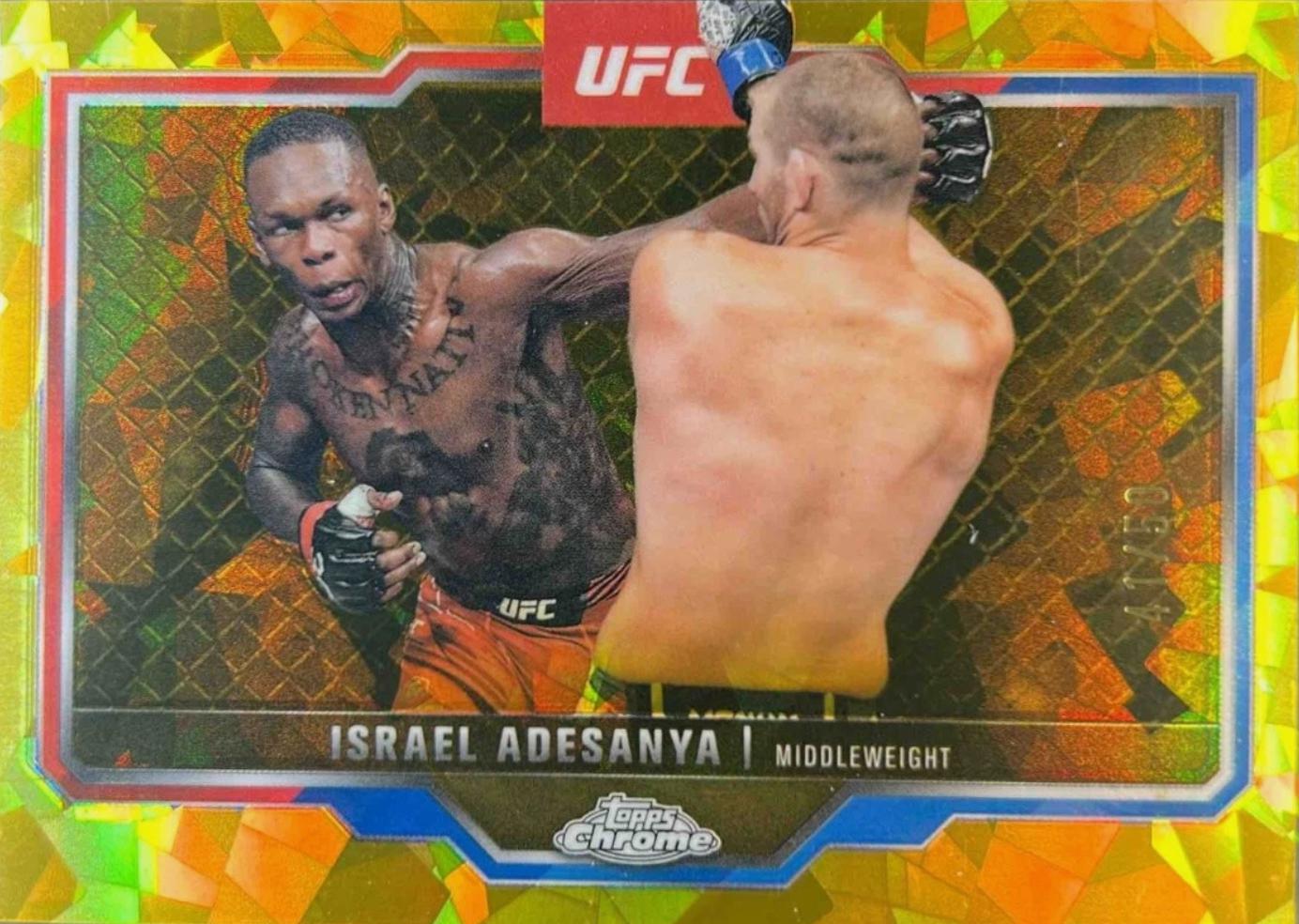 Israel Adesanya 2025 Topps Chrome Sapphire UFC Base Sapphire #3 Gold Sapphire