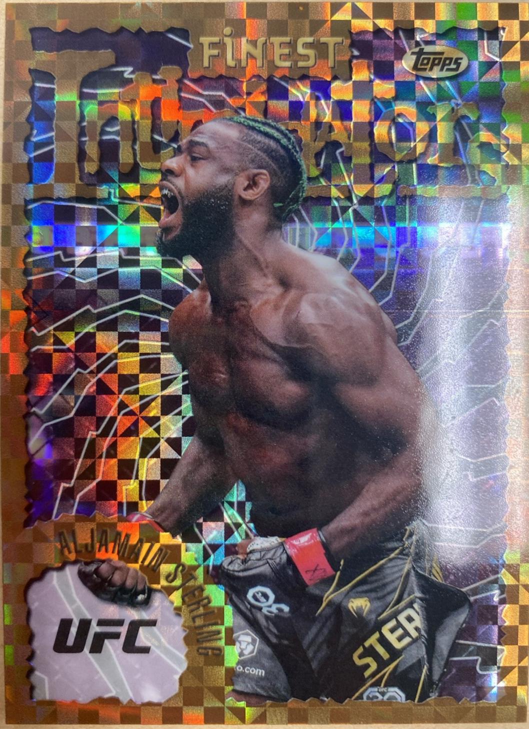 Aljamain Sterling 2024 Topps Finest UFC Intimidators #INT-14 Checkerboard Refractor